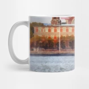 Manhattan NY - Sailboat by Ellis Island Mug